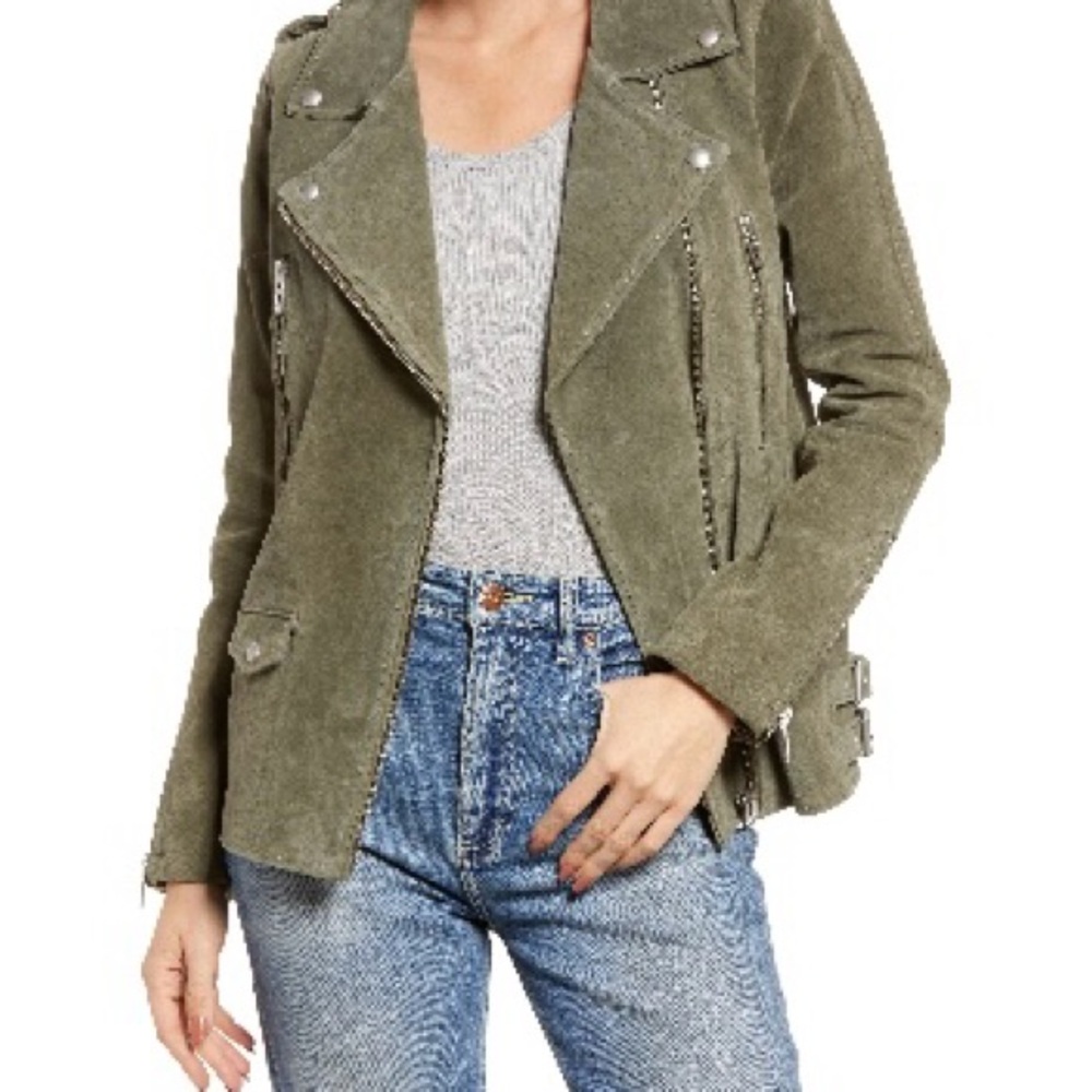 BLANKNYC Long Suede Moto Jacket, size L, color: Herb, Excellent condition.